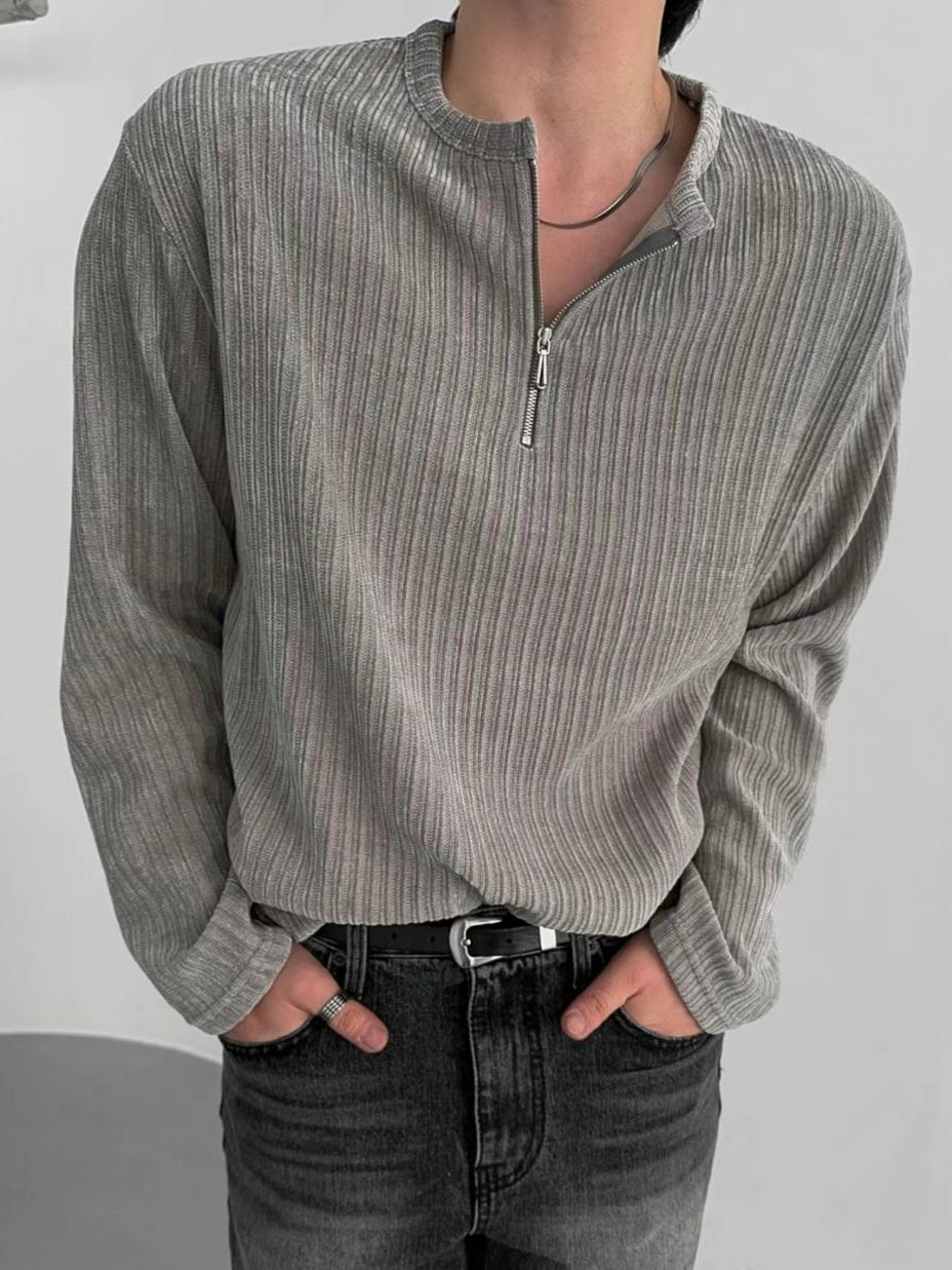 淨色半開胸長袖衫 T5894