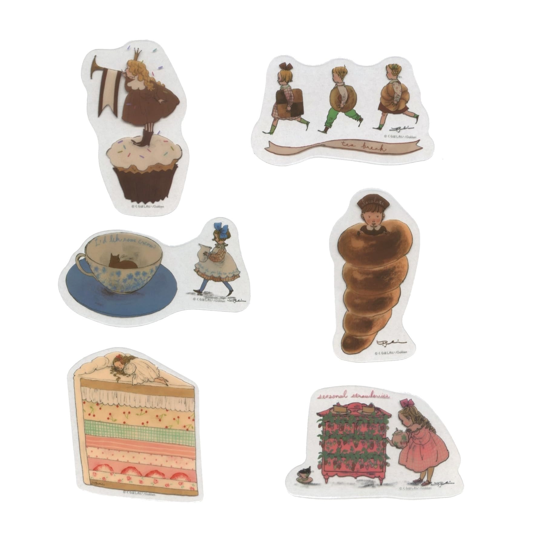 くらはしれい 繪本女孩 PET透明防水大貼紙 6款｜日本Kurahashirei