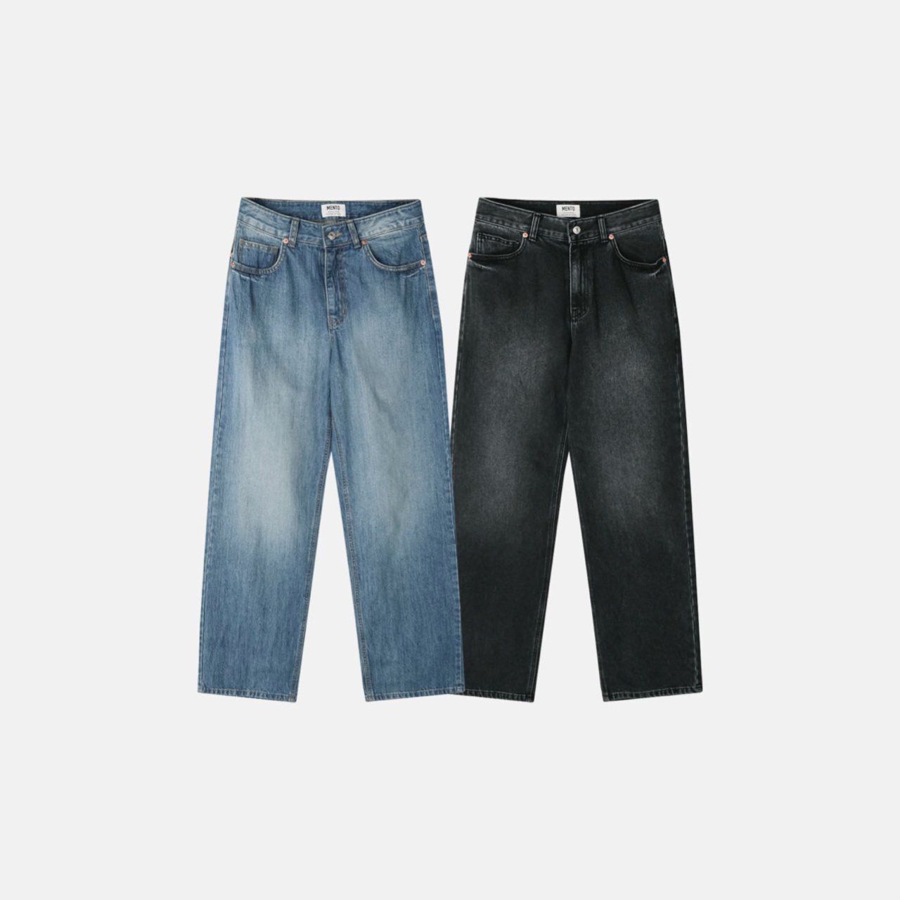 洗水淨色鬆身牛仔褲 MENTO-008P