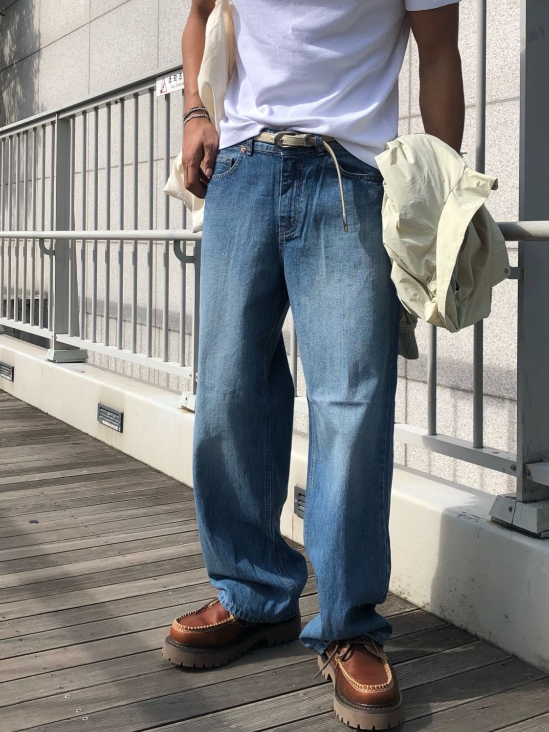 洗水淨色鬆身牛仔褲 MENTO-008P