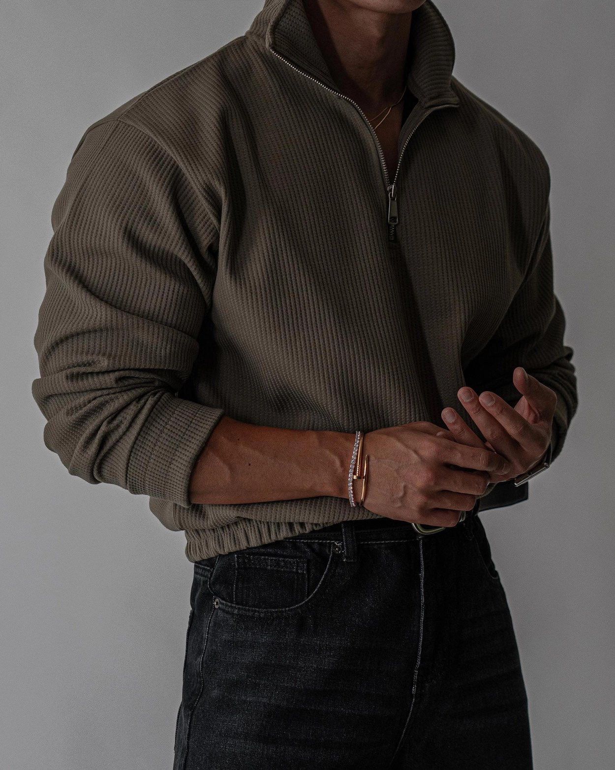 高領半開胸長袖衫 MENTO-013T