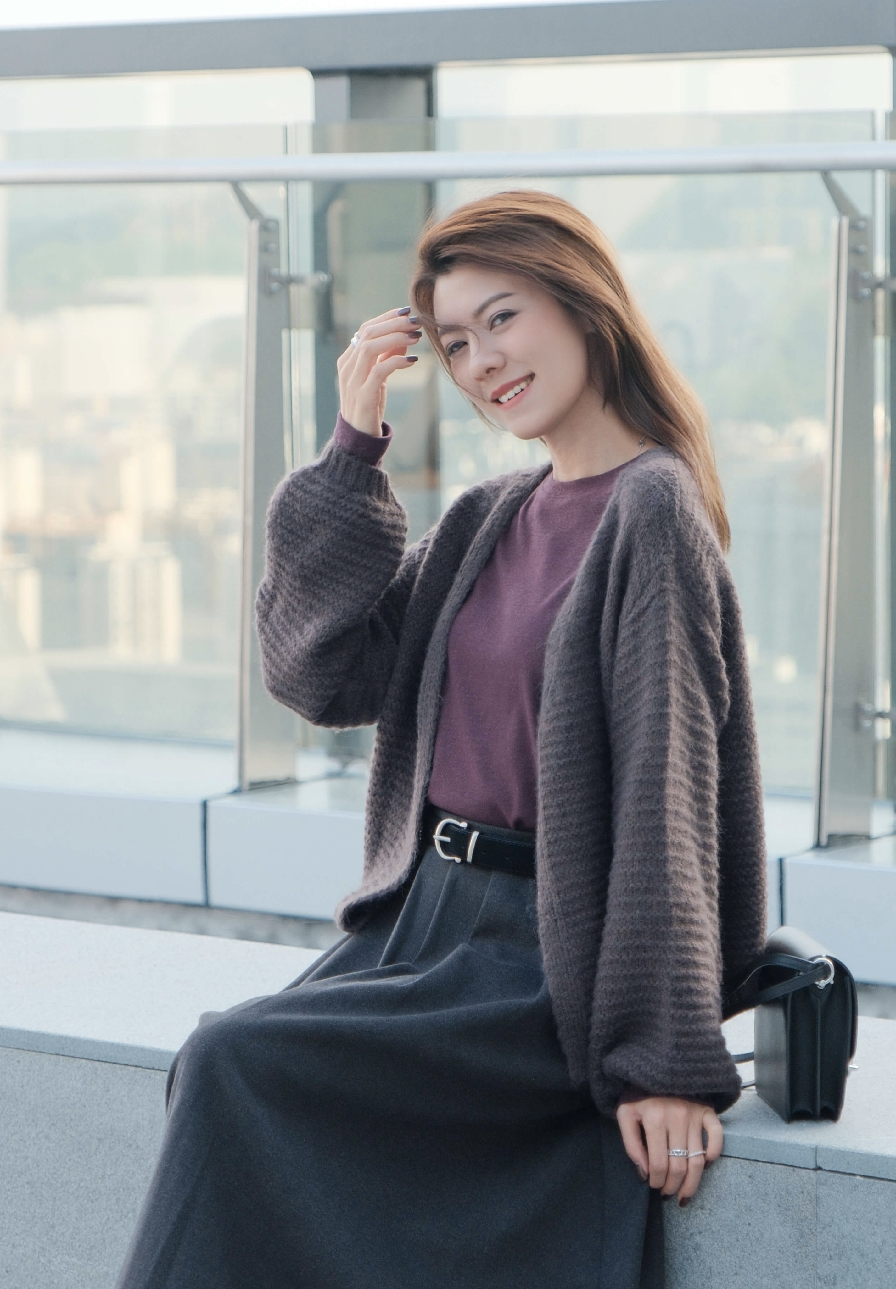 Balloon Sleeve Cashmere Cropped Cardigan_KN261L30