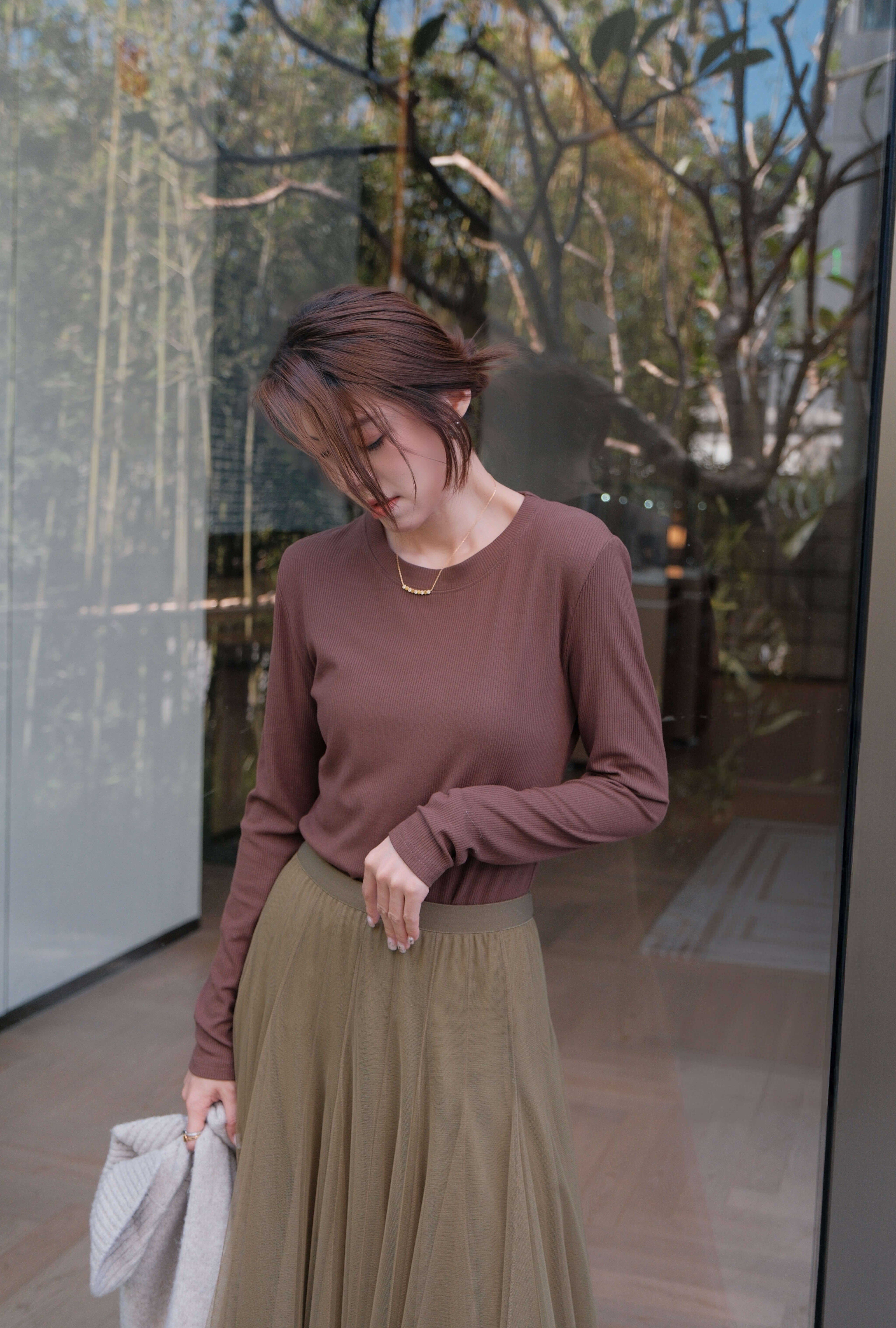 Crewneck Rib Long Sleeve Top_TP252L09