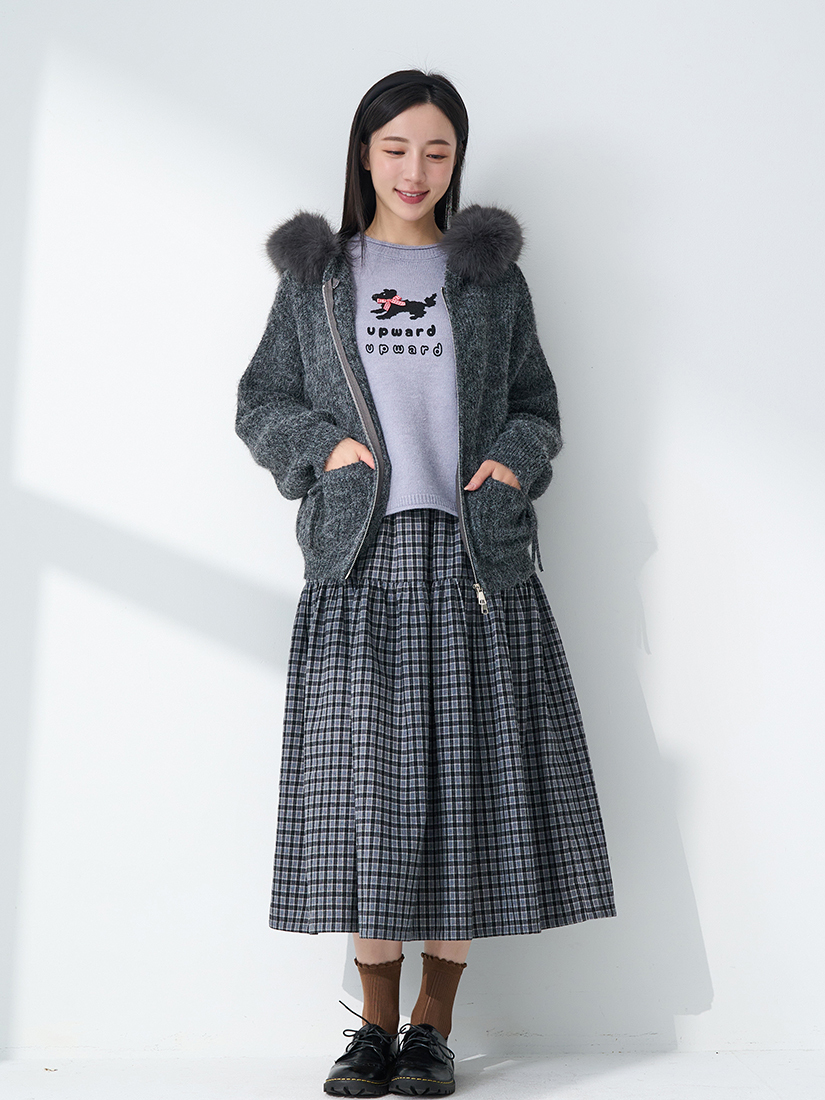 蝴蝶結針織外套童話狗狗針織毛衣輕磨毛八分裙組合