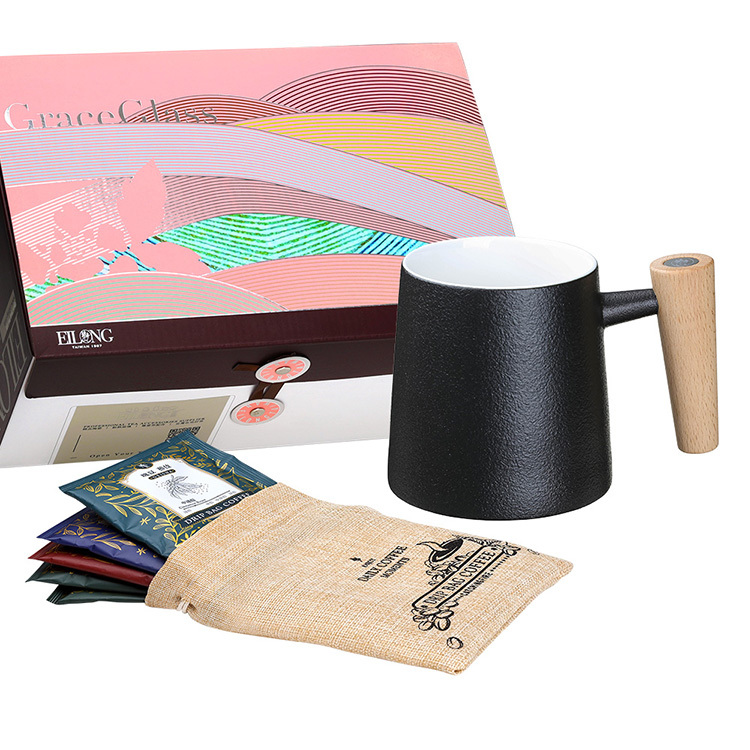 【咖啡禮盒】人文馬克杯(400ml)+咖啡濾掛5包（多種可選）