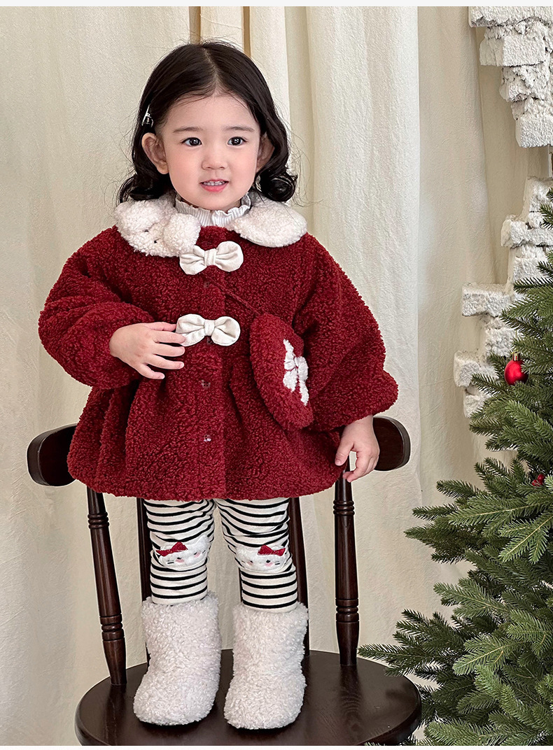 熊領毛茸茸蝴蝶結傘襬外套(73-100)