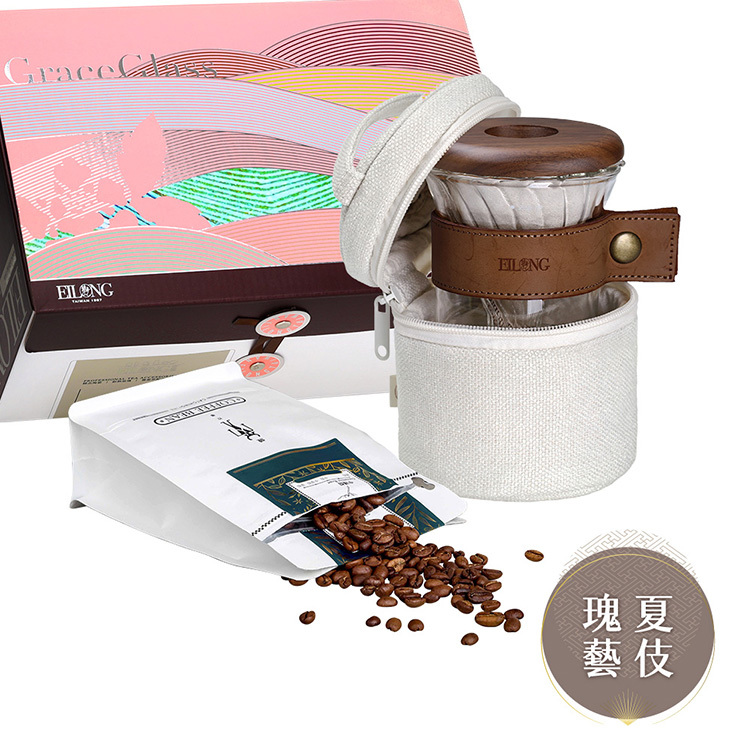 咖啡禮盒-Minimal獨享手沖旅行組-握杯(深色皮革)+半磅咖啡豆