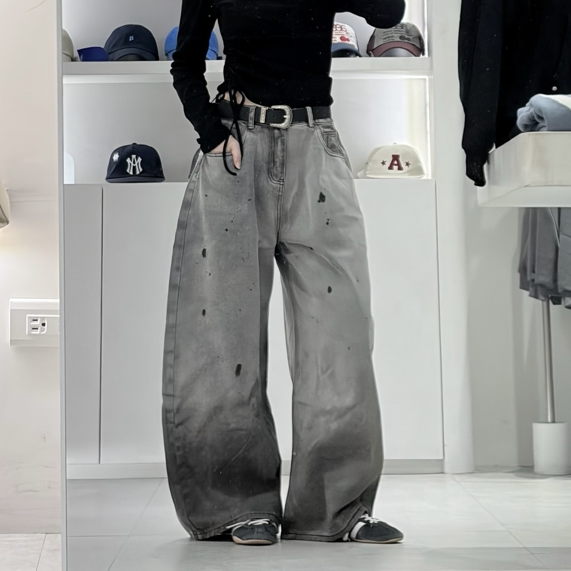 D/K「FOR GIRLS」NJ315 漸層潑墨闊腿落地牛仔褲