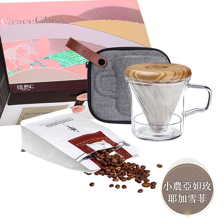 咖啡禮盒-Minimal獨享手沖旅行組-馬克杯(淺色)+半磅咖啡豆