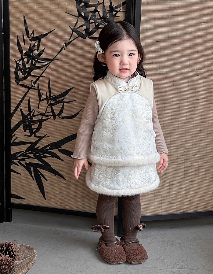 中國風白色加絨套裝(73-100)