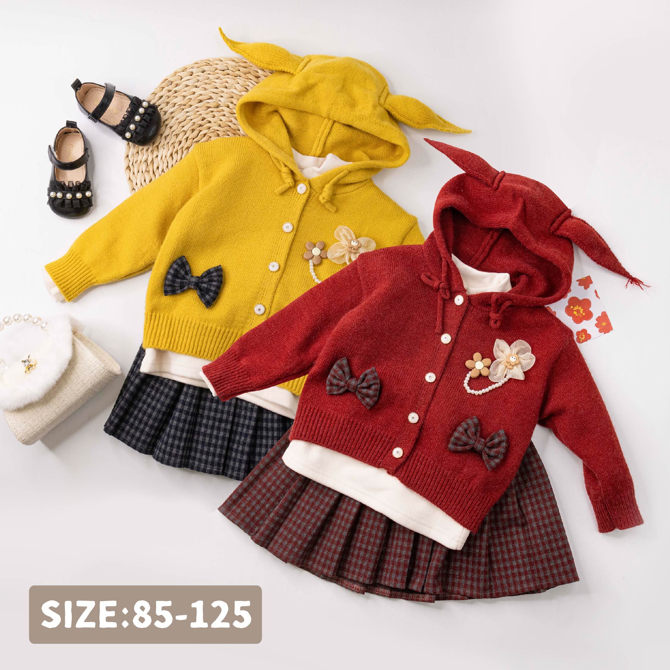 【H56033】立體精靈耳朵三件式套裝(附花花珍珠別針)＊二色