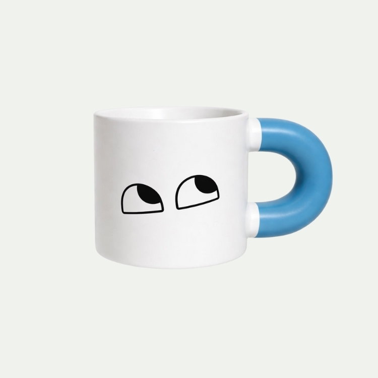 "Look up 向上看一下"白色與天空藍馬克杯