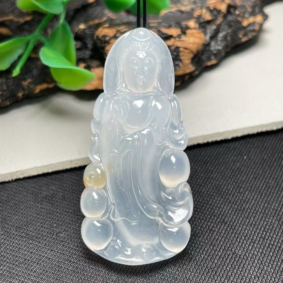 翡翠觀音吊墜,天然翡翠A玉, 緬甸玉, Jade, Jadeite
