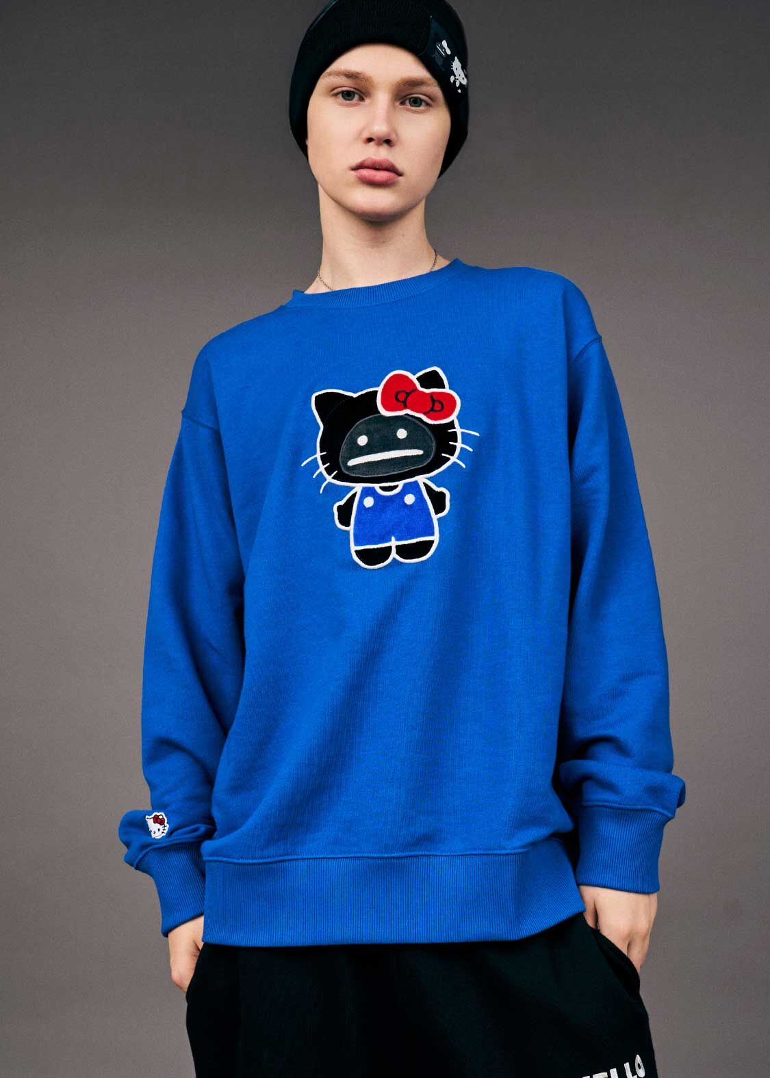 日本預訂 graniph GH X HELLO KITTY HELLO SHADOW Loopback Sweatshirt blue