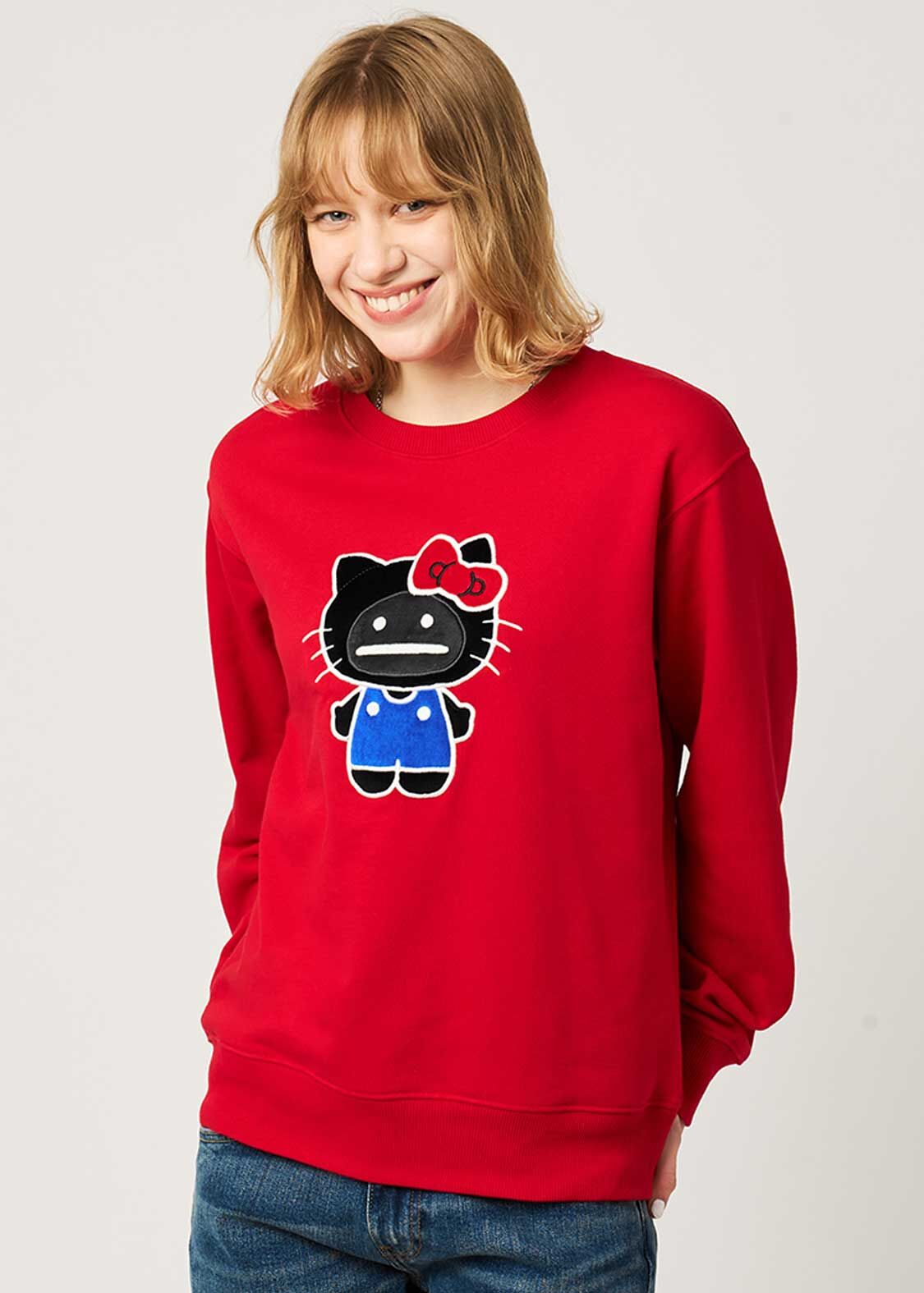日本預訂 graniph GH X HELLO KITTY HELLO SHADOW Loopback Sweatshirt red