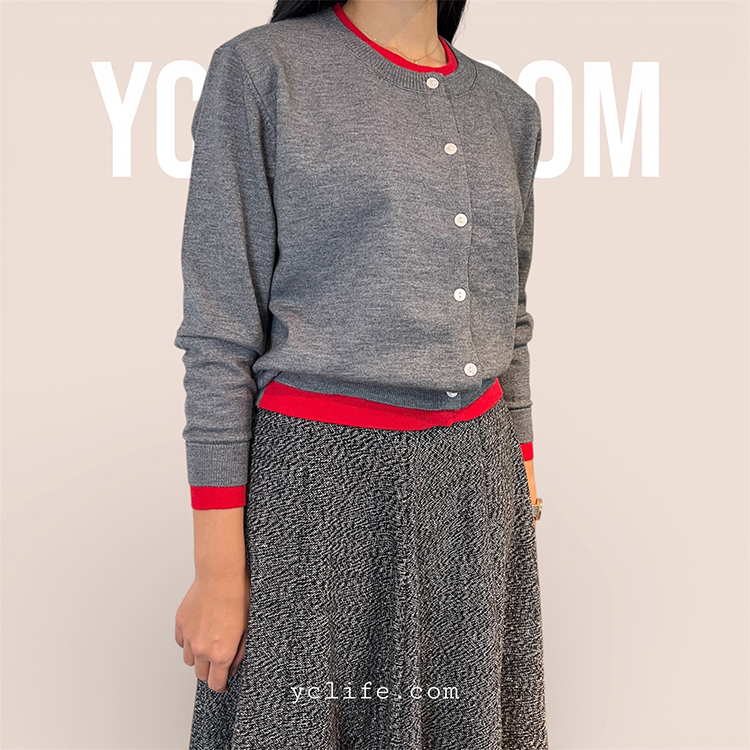 精緻撞色設計開襟針織衫