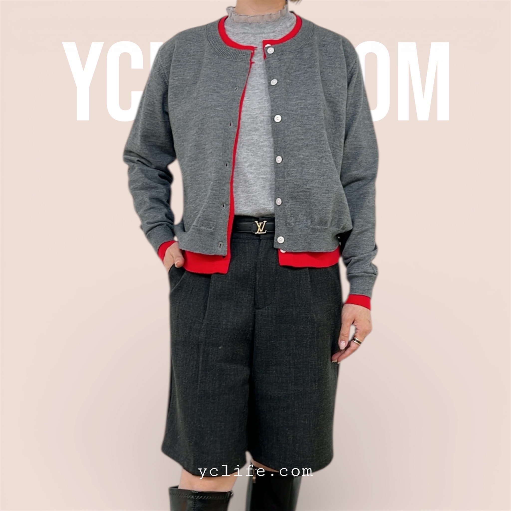 精緻撞色設計開襟針織衫