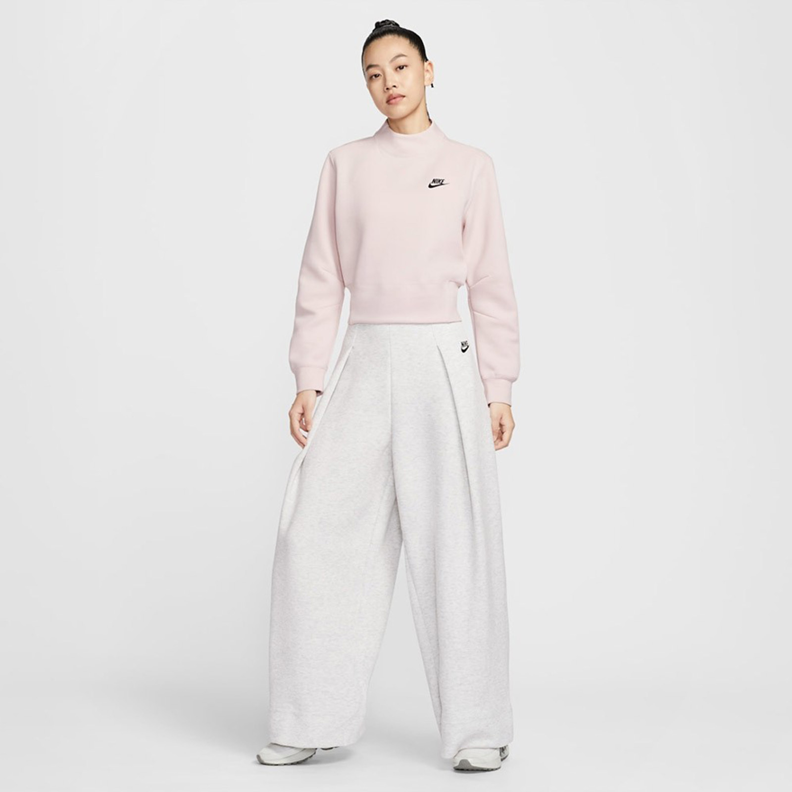 NIKE TECH FLEECE 太空棉套裝 高領大學T 寬褲彎刀褲 LOGO 短版運動衛衣 高腰闊腿運動褲 上衣HV2797/長褲FV8053