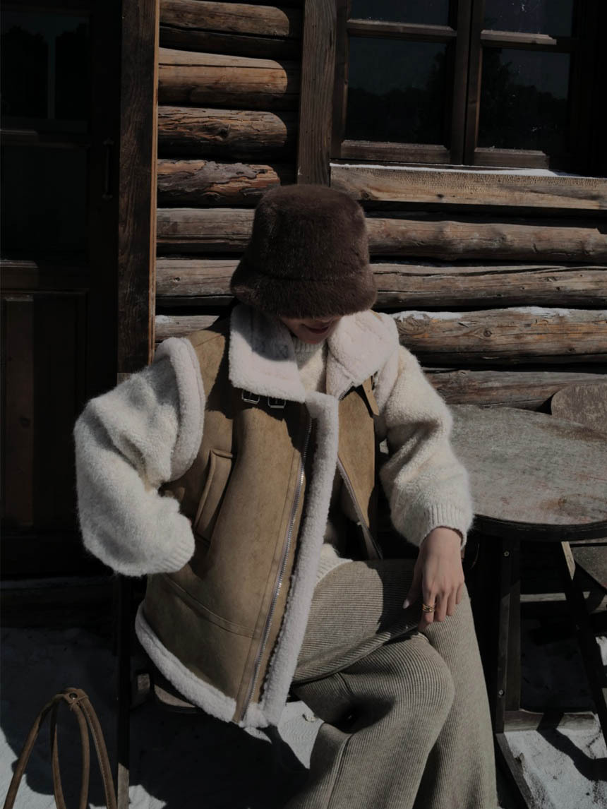 韓系羊毛皮毛馬甲外搭背心*3色