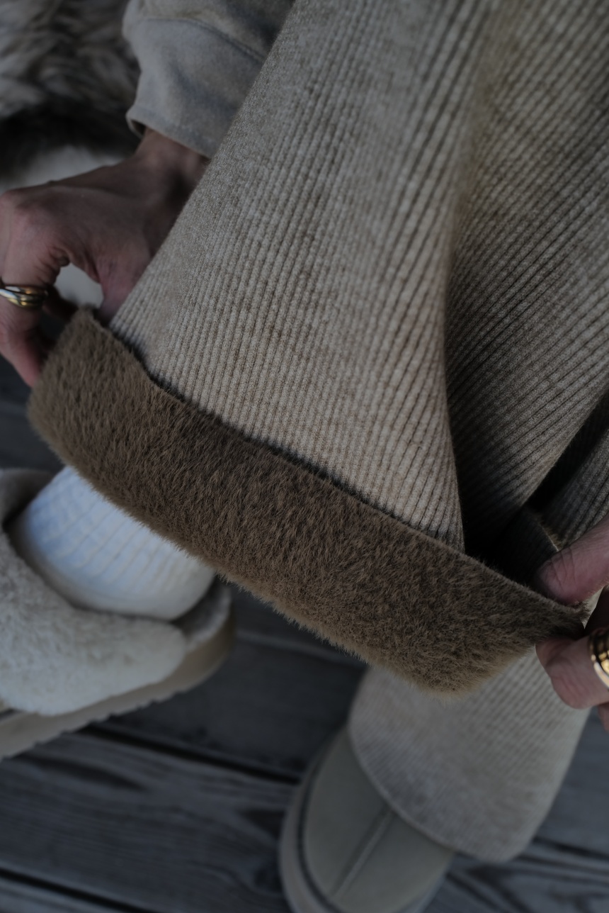 內抓絨毛保暖坑紋針織褲*5色