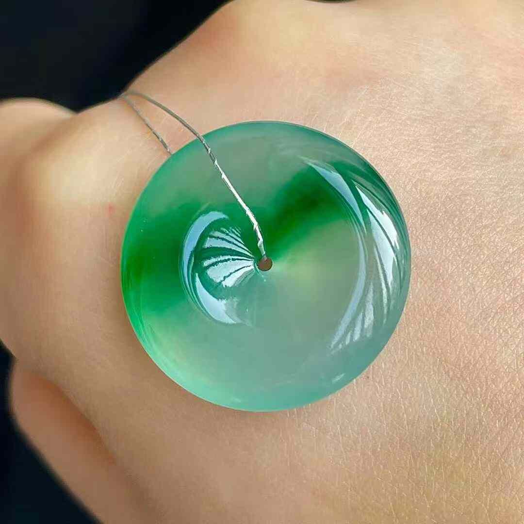 翡翠冰飄綠平安扣 (22.6mm直徑),天然翡翠A玉, 緬甸玉, Jade, Jadeite