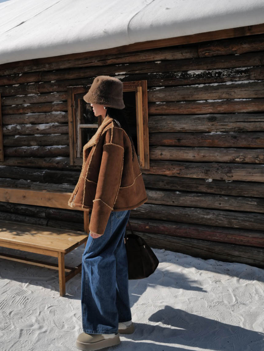 韓系立領加厚羊羔毛外套*2色