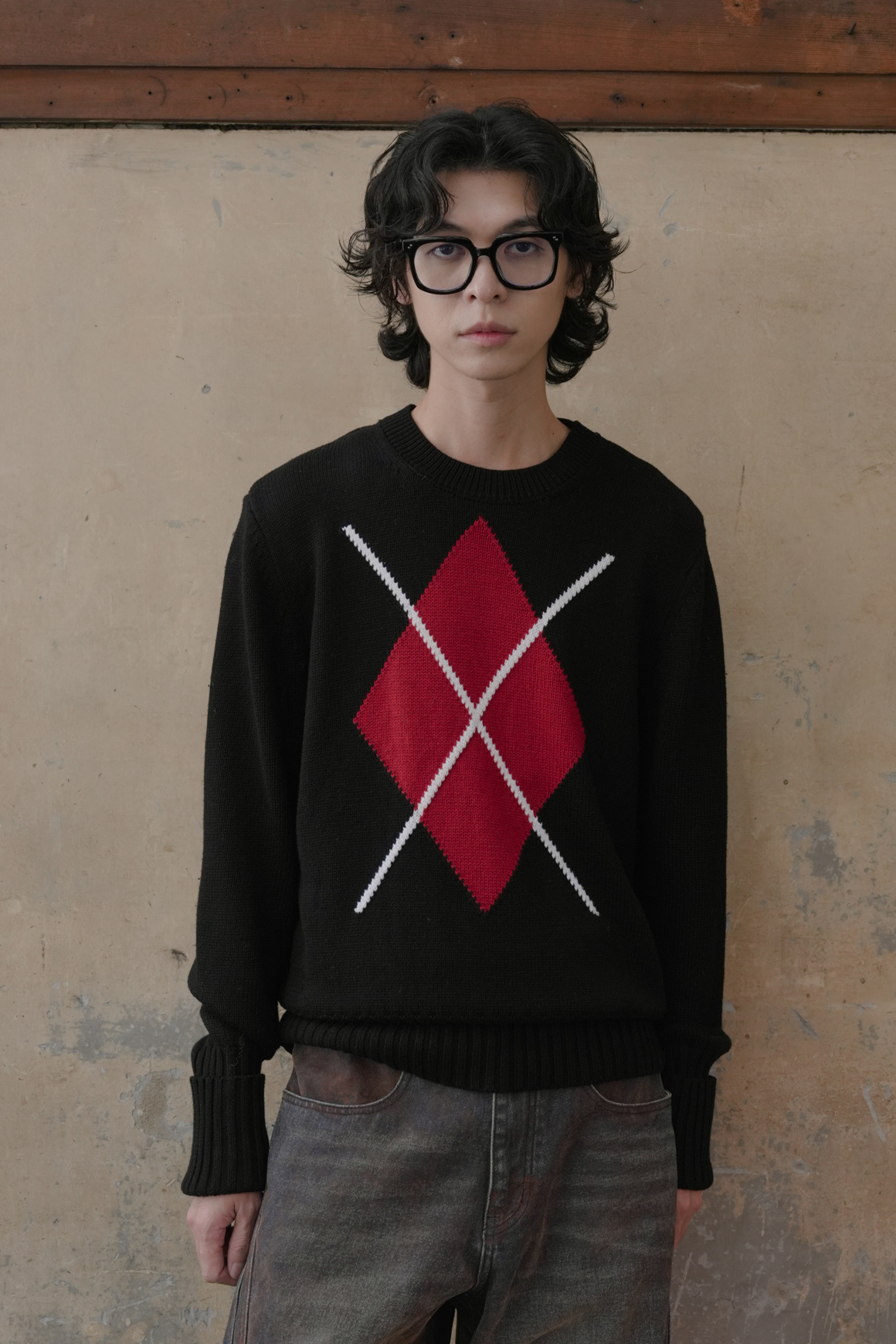 【Unisex】Diamond Roll-Up Knit #毛衣