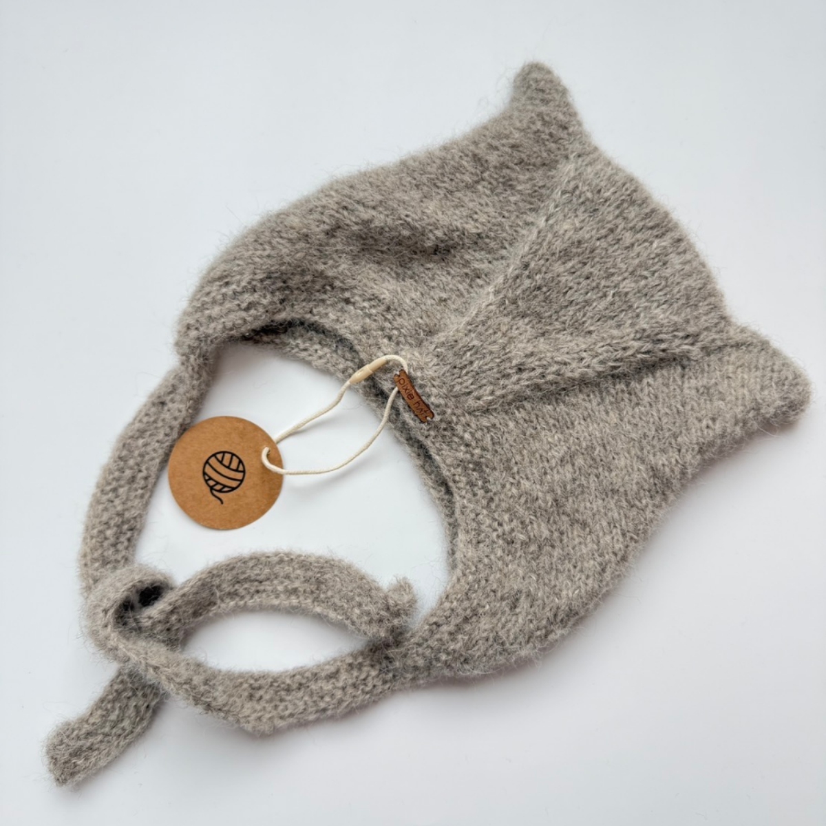 pixie hat 貓耳綁帶帽 Kitty Hat - jasnyszary 淺灰