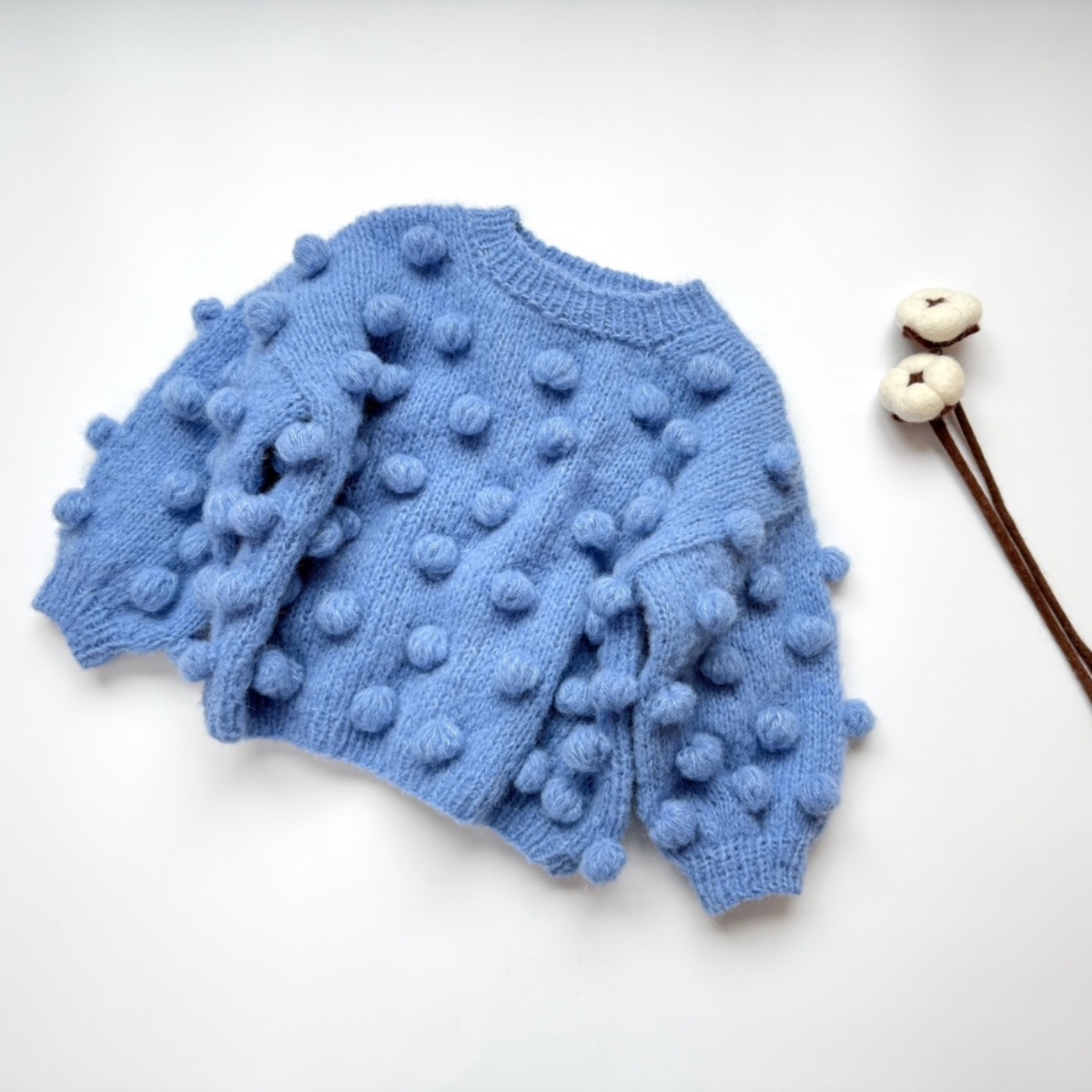 pixie hat 柔軟球球針織上衣 Bubble Jumper KIDS - pacyficzny blekit 太平洋藍