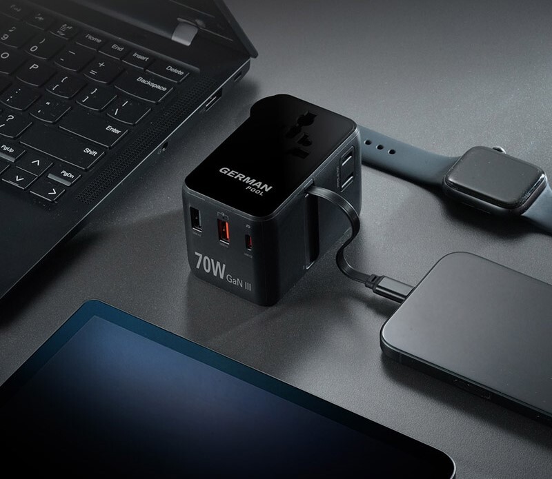 德國寶旅行轉插, GAN III快充插座, 70W旅行充電插頭