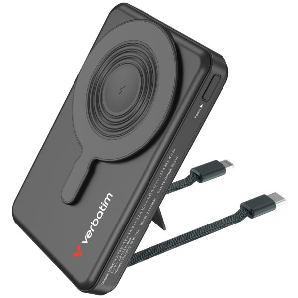 Verbatim Charge 'n' Go TFT 彩色顯示屏五合一磁吸無線行動電源 3C認證 10000mAh (32280/32281)