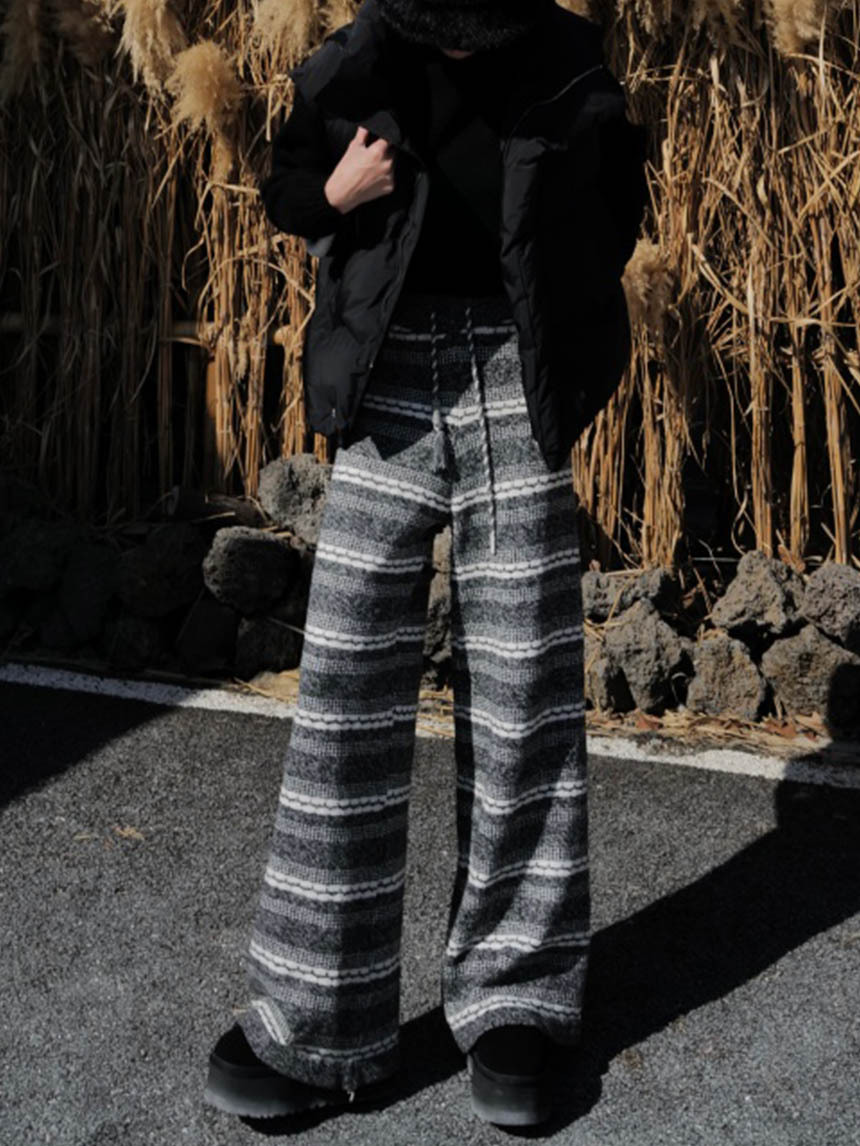 雪花感厚磅撞色針織長褲*2色