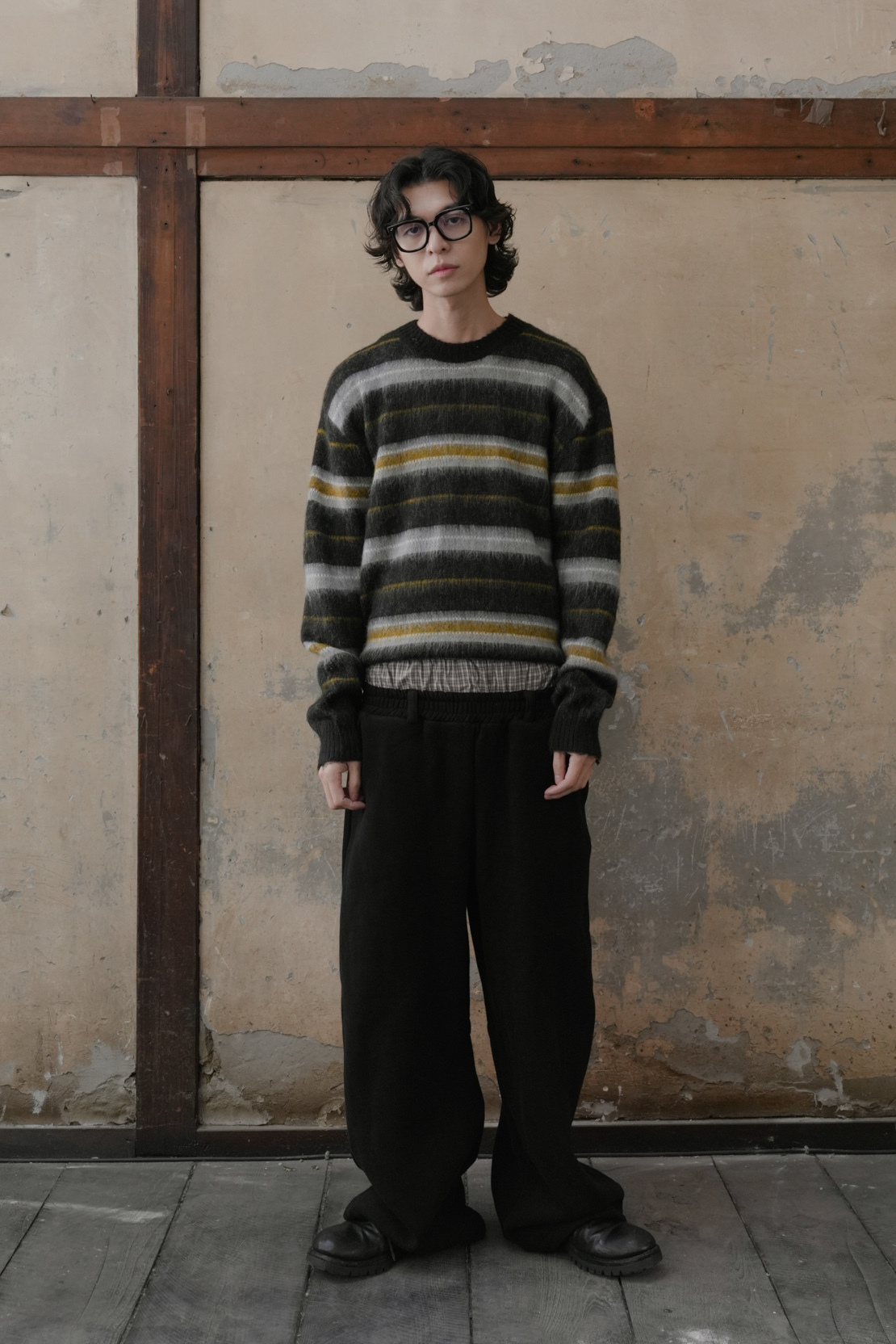 【Unisex】Line Round-Neck Knit #毛衣