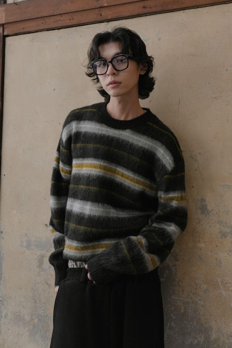 【Unisex】Line Round-Neck Knit #毛衣
