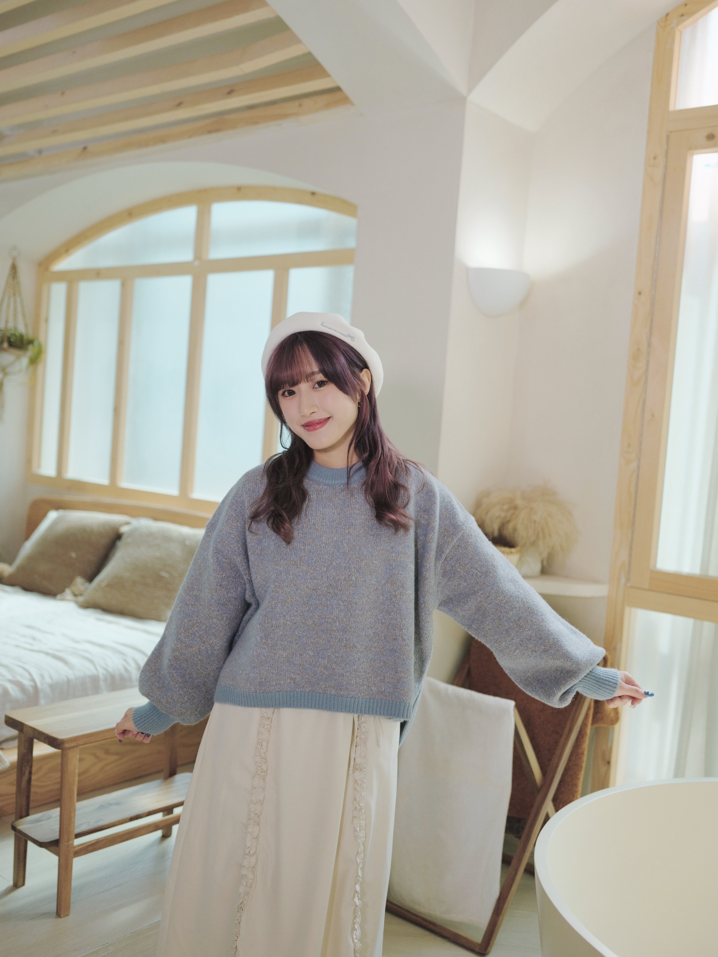 兩色 / 羊毛混紡混色針織毛衣 / Wool Blend Mélange Knit Sweater