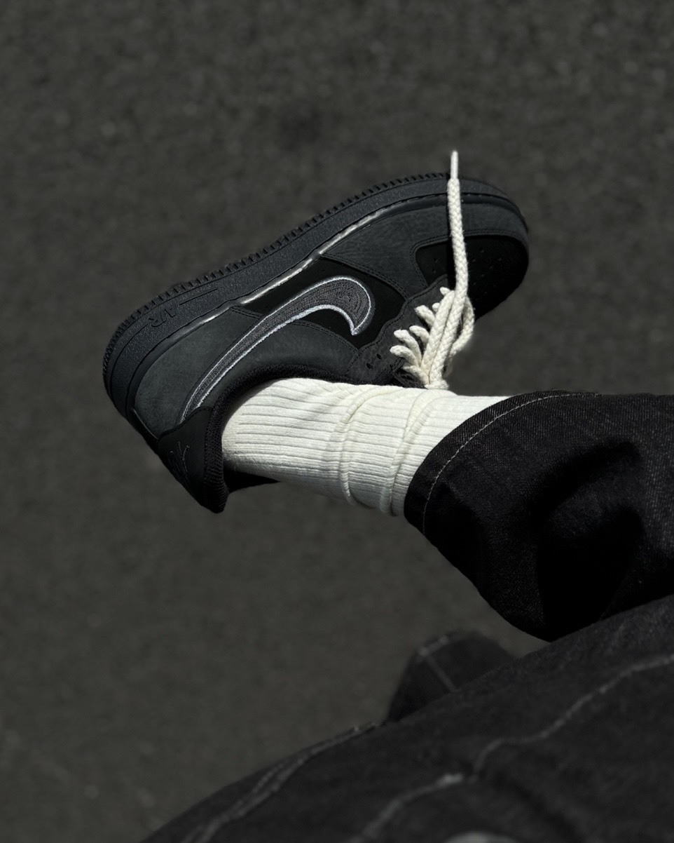 <國外限定>Nike Air Force 1 Low AF1 皮革 拼接 刺繡 灰黑