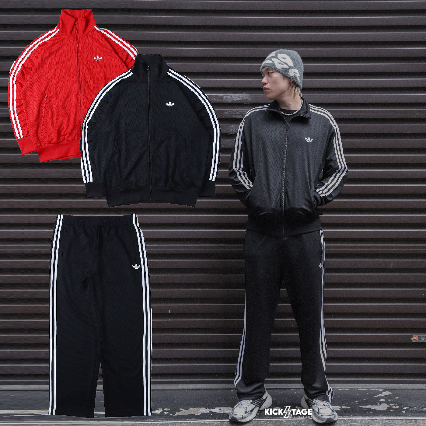 男款 ADIDAS FIREBIRD 黑 紅 高領 經典 三葉草 透氣 拉鍊 休閒 運動 長褲 外套 套裝【KE078/KE0767】ADLP