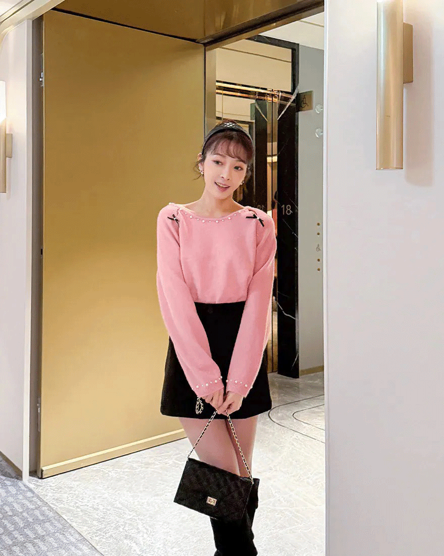 LINA LINA百搭主義純色舒適麂皮褲裙-率性黑S-L