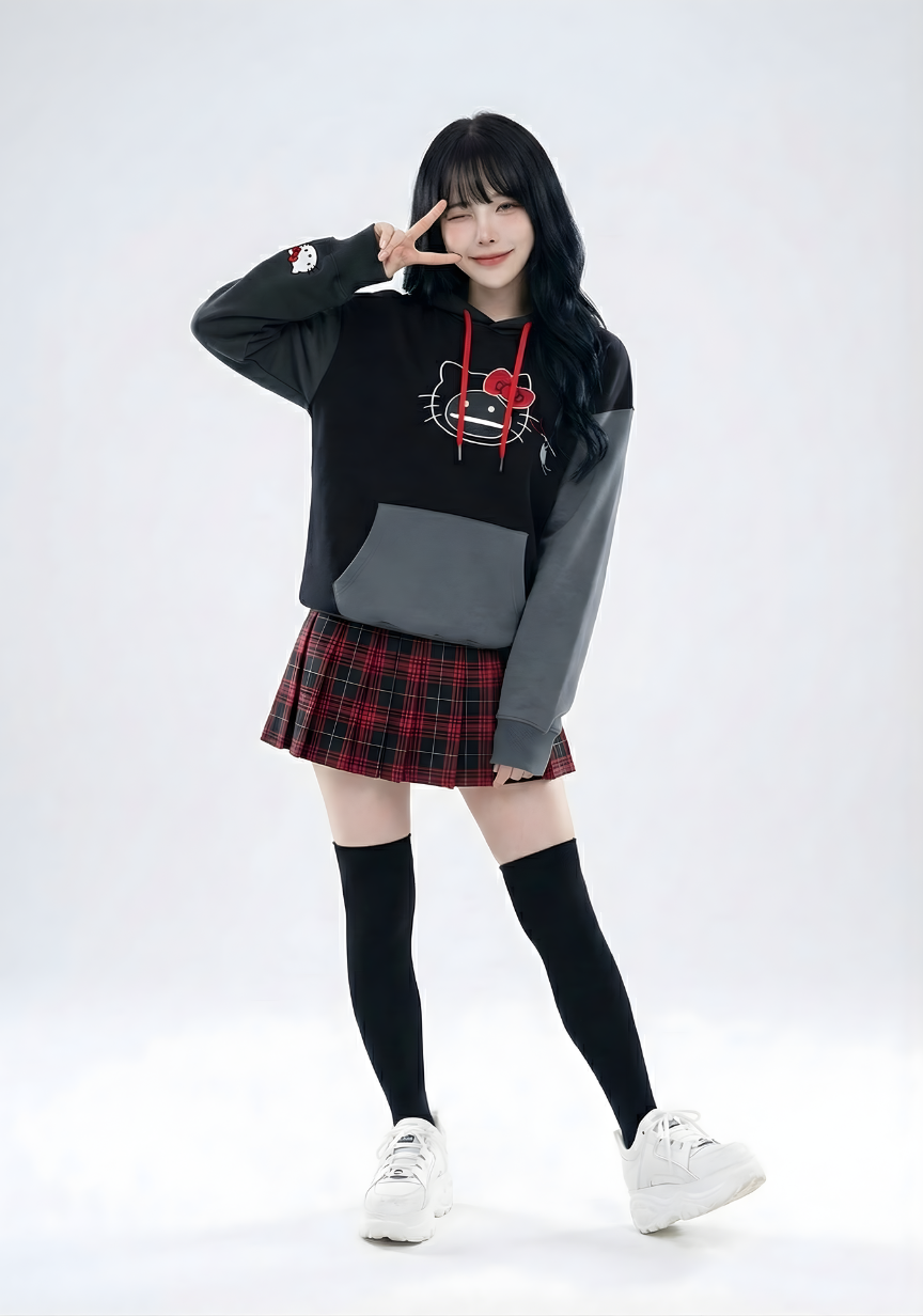 日本預訂 graniph GH X HELLO KITTY HELLO SHADOW Face | Loopback Big Silhouette Hoodie