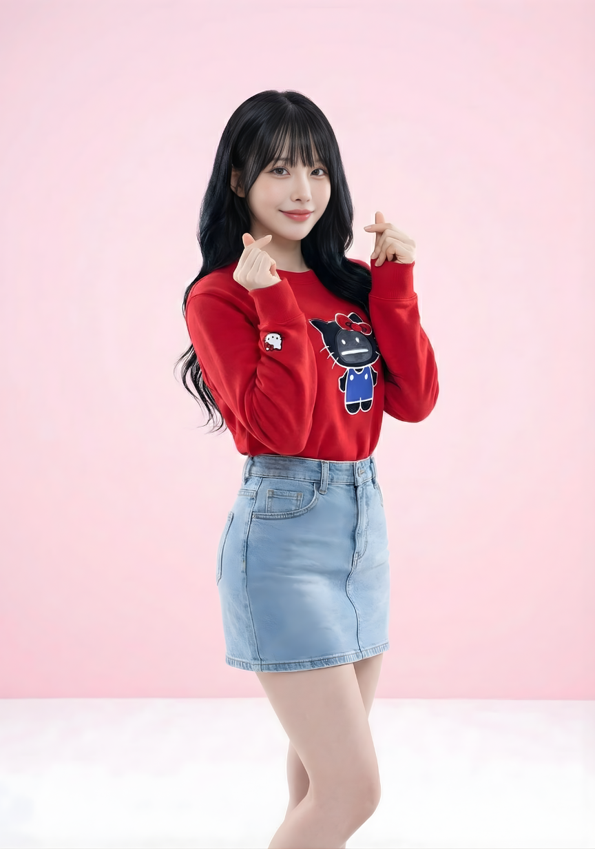 日本預訂 graniph GH X HELLO KITTY HELLO SHADOW Loopback Sweatshirt red