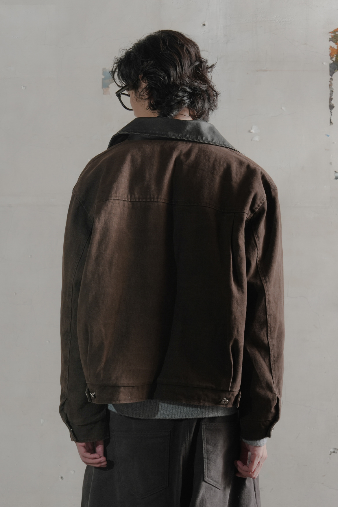 Bio Leather Contrast Trucker #外套