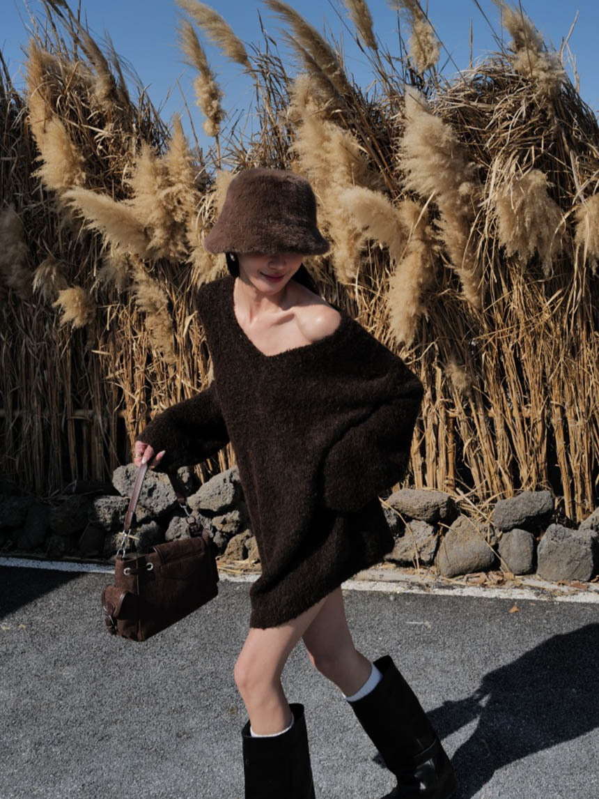 V領寬版軟糯長毛衣*5色