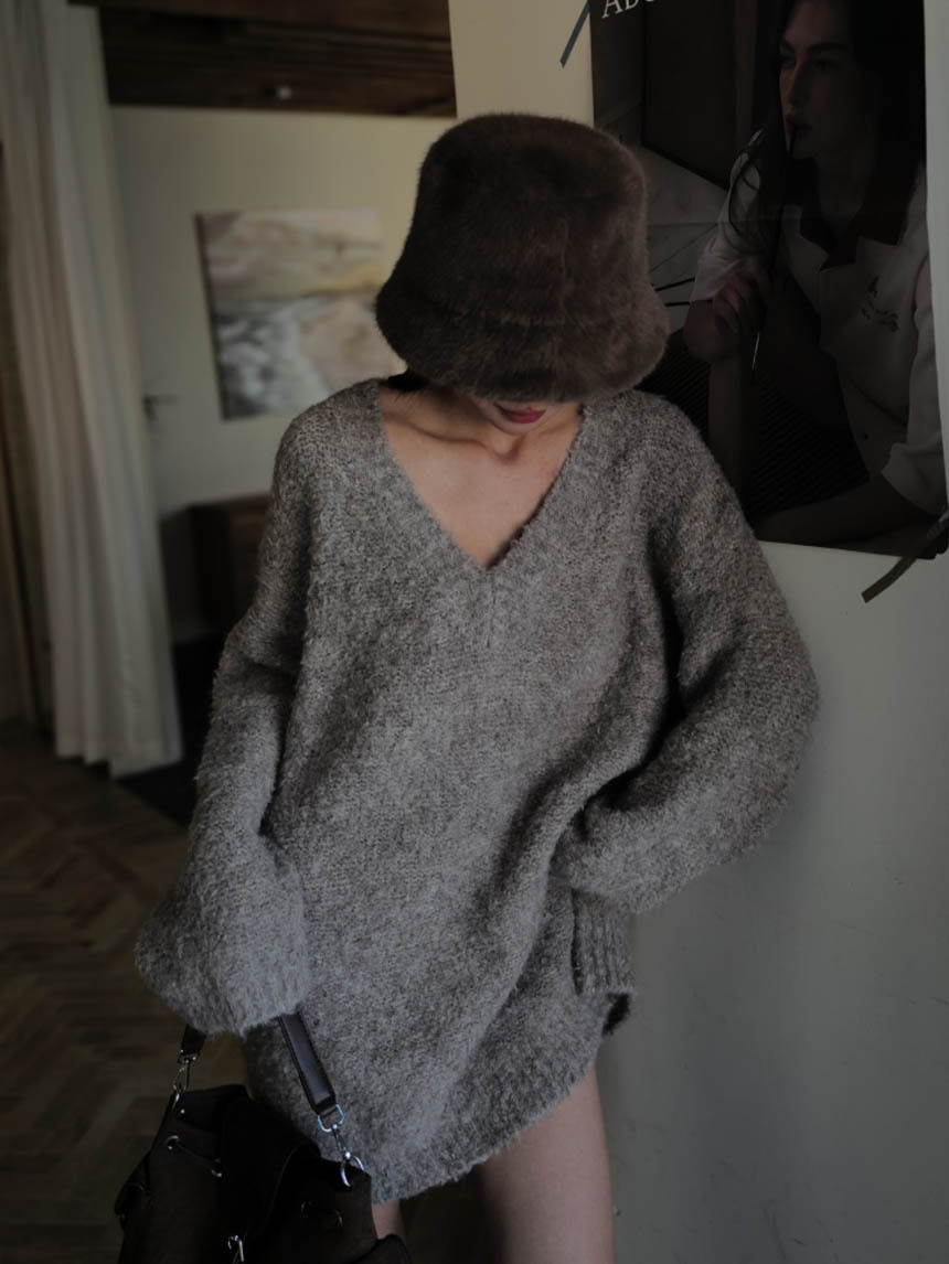 V領寬版軟糯長毛衣*5色