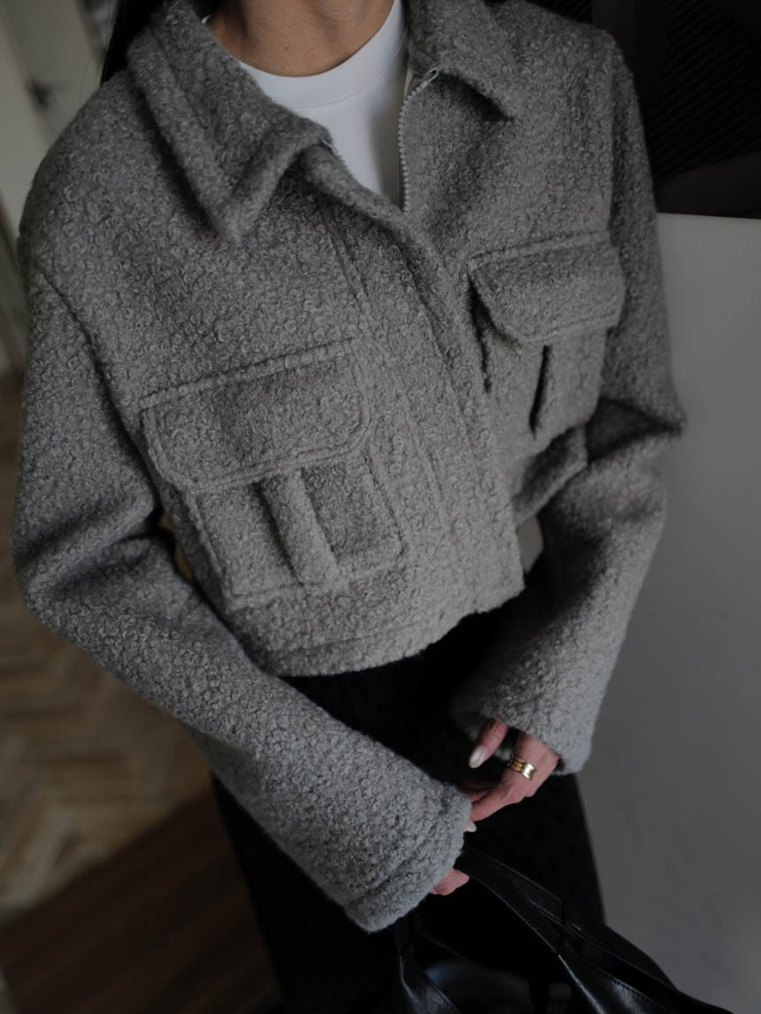 雙口袋短版Q毛外套*3色