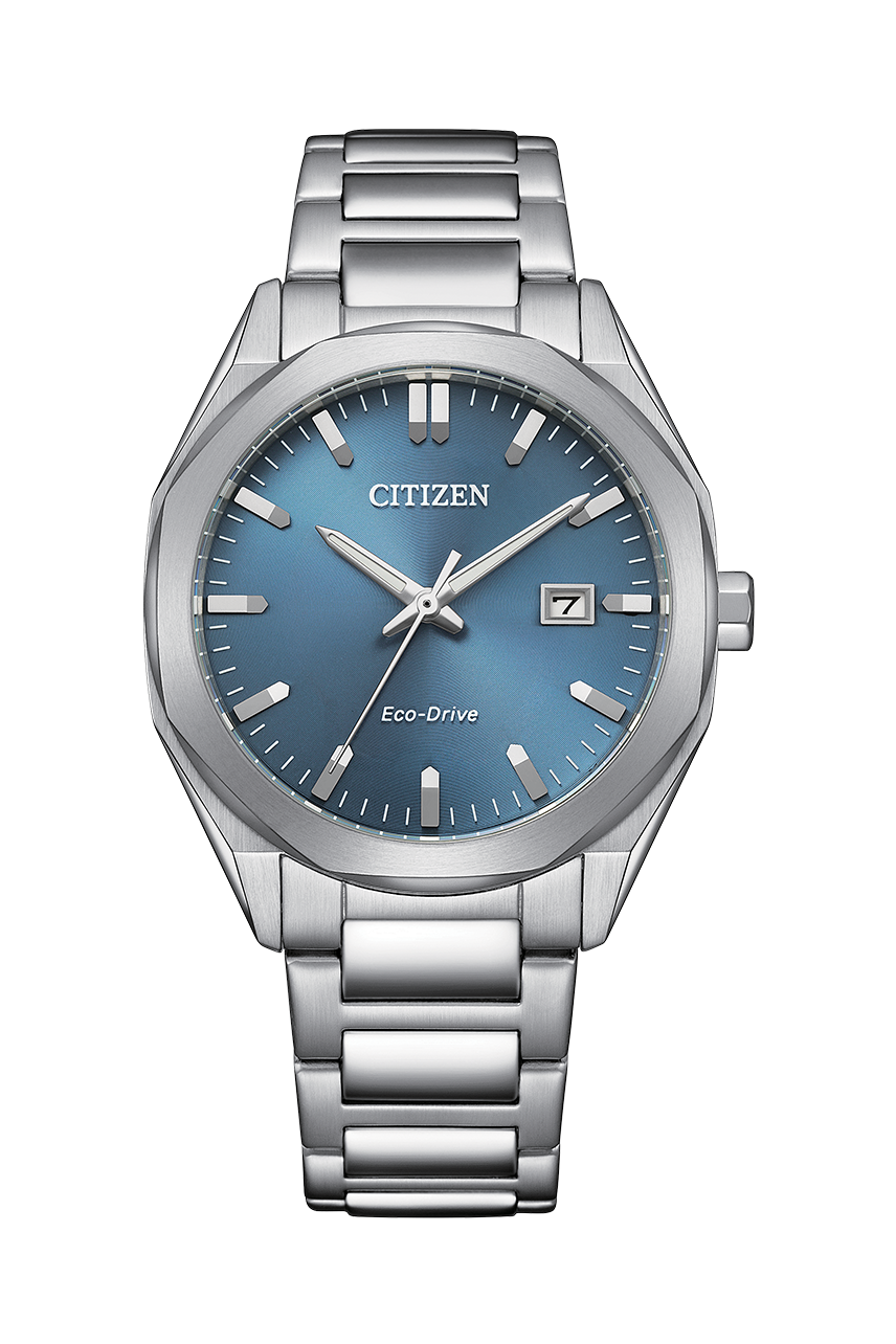 行貨 Citizen 星辰 Eco-Drive BM7625-80H Gray Dial, BM7620-83M Blue Dial circular dial patterns and an octagonal bezel design, 38mm 光動能手錶