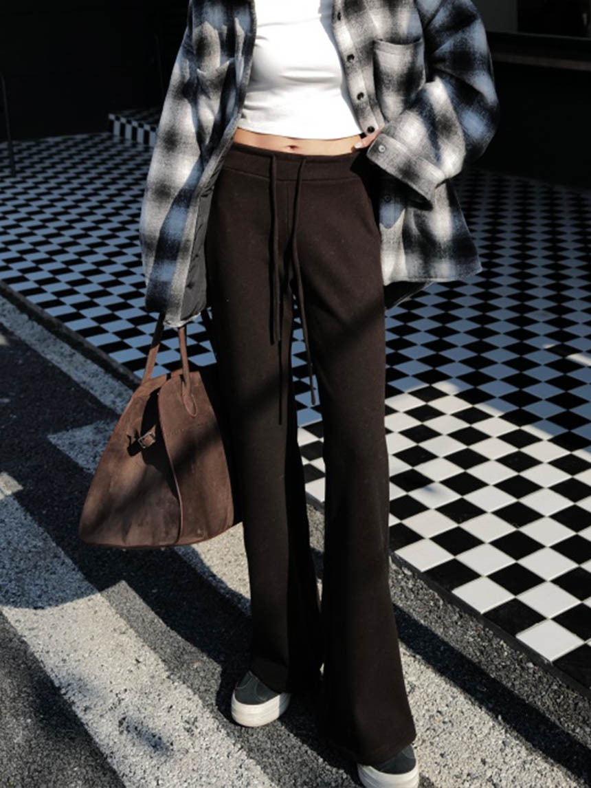 厚雙面磨毛喇叭休閒褲*3色