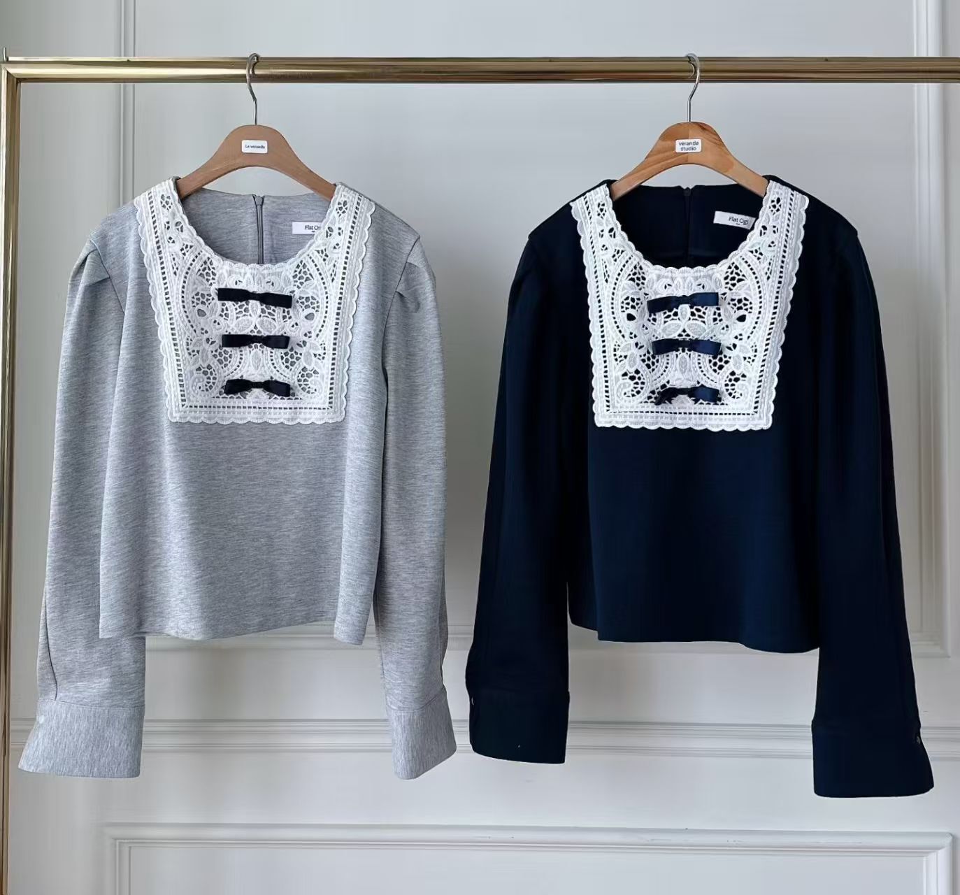 OG5401 方形通花公主袖上衣