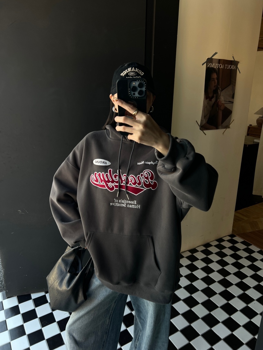 連帽刺繡字母衛衣*4色