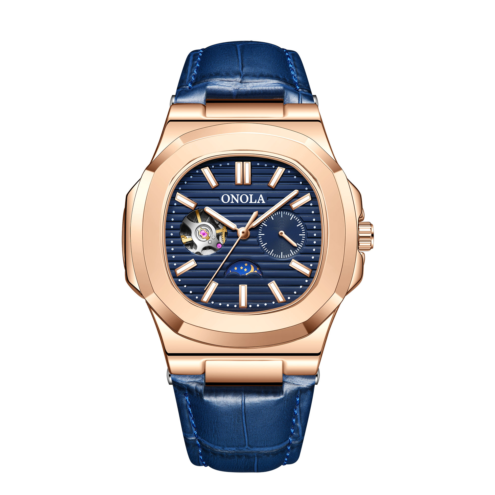 【BACHMANN 貝爾曼 】3855 日月星辰 鸚鵡螺 時分秒 夜光 英倫紳士 機械錶 腕錶 手錶