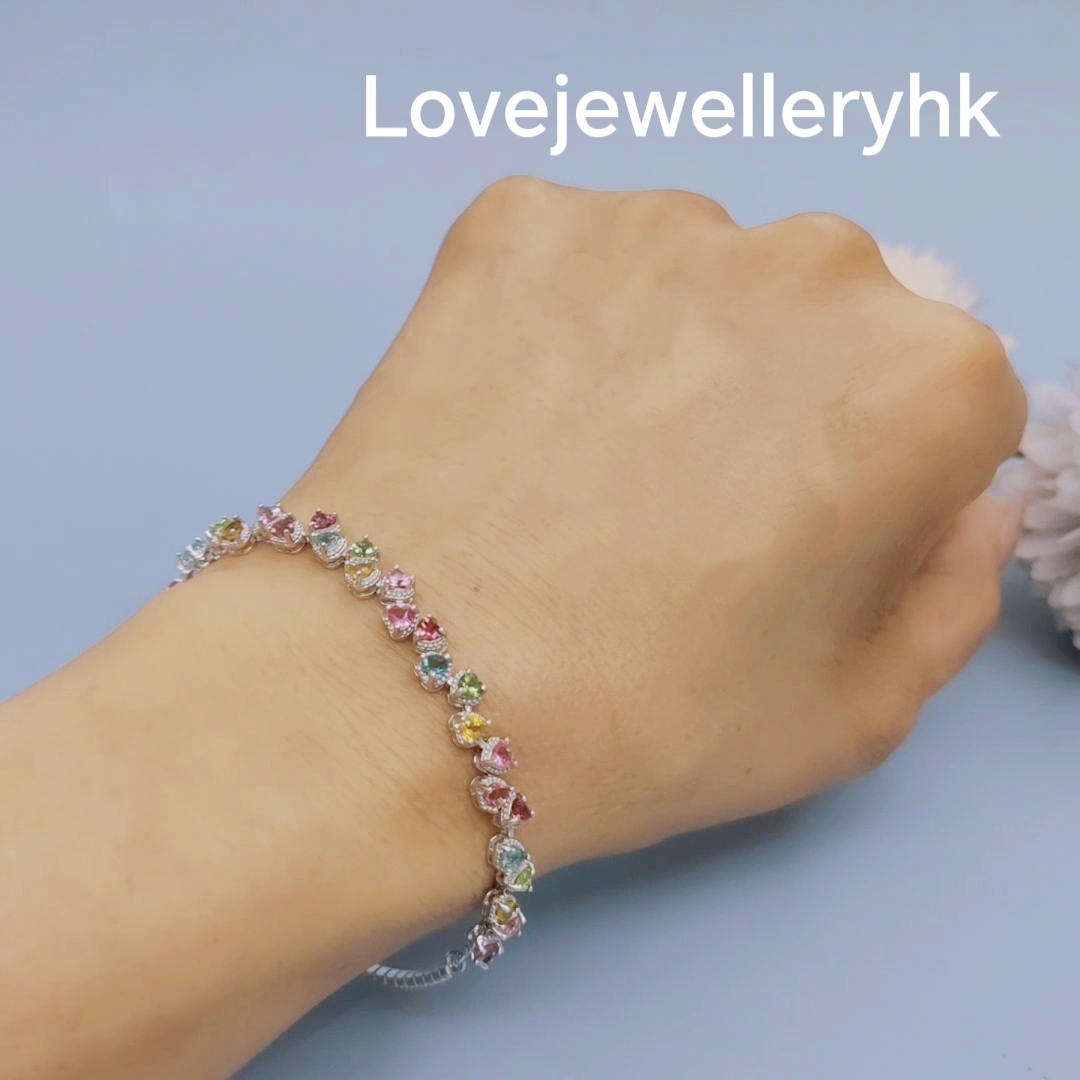 碧璽心形手鍊    GB004